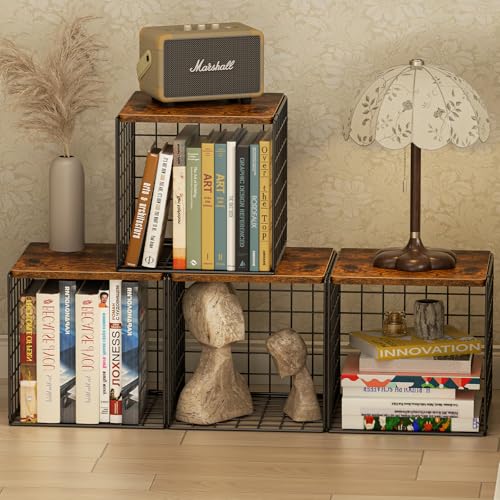 Dmevkic 2 Cube DIY Stackable Small Bookcase,Bookshelf for Small Spaces,Cube Storage Organizer for Living Room, Bedroom, Home Office,12.2" x 12.2" x 12.2"