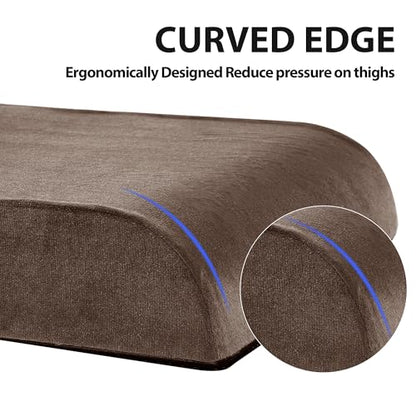 HOMBYS Recliner Seat Cushion with Lumbar Supportive Pillow Extra Large Non-Slip Seat Cushion with Back Support Cushions,Cruve Edge Design for Relief Thighs Pressure, Brown - color: Brown