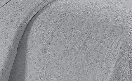 Linen Plus Embossed Coverlet Bedspread Set Oversized Solid Silver Full/Queen Bed Cover Bedding New # Dana - color: Silver, size: Full/Queen