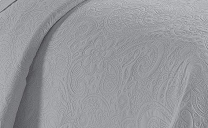 Linen Plus Embossed Coverlet Bedspread Set Oversized Solid Silver Full/Queen Bed Cover Bedding New # Dana - color: Silver, size: Full/Queen