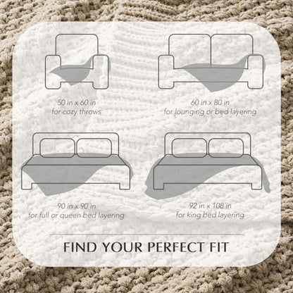 EVERGRACEHOME Chunky Chenille Knit Throw Blanket, 108x92, Sand Dune | Sculpted Moss Stitch, Chic Modern Farmhouse, All-Season Warmth, OEKO-TEX® Certified, Oversized King for Couch, Bed, Sofa - color: Sand Dune, size: 108" X 92"
