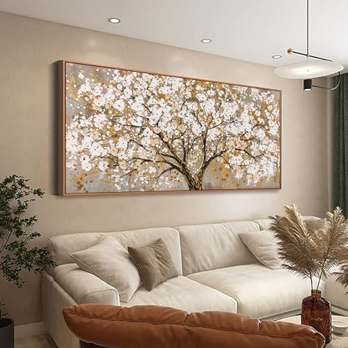 Framed Wall Art Print Gold Tree Of Life Modern Artwork Canvas Painting Gold Tree Pictures Wall Art Decor For Living Room Bedroom Dining Room Home Office Decor 20" X 40" - color: gold, size: 40"L x 20"W