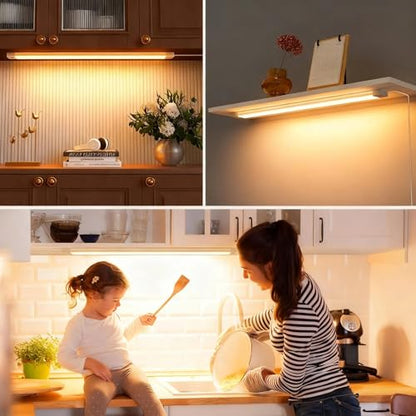 MYPLUS 16 Inch Under Cabinet Lights with Hand Wave, Under Counter Lighting 3000K Warm White,Dimmable,Plug and Play,LED Lights for Kitchen Cabinet, Cupboard, Closet, Desk - color: 3000K-Warm White, size: 16inch-1Pack
