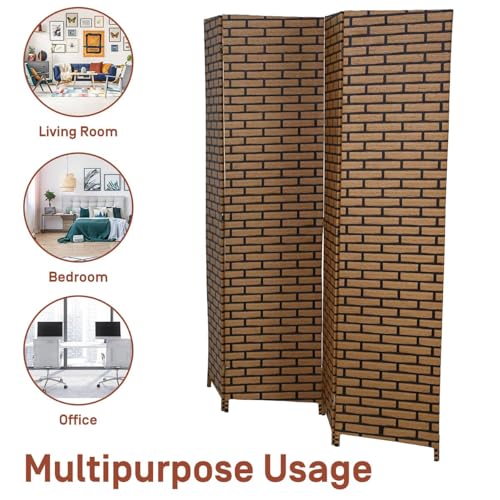 Room Dividers Folding Screens Privacy Screen Room Panel 4 Panel Partition Wall Tall Room Divider for Living Room Bedroom Study Portable Room Seperating Home Furniture Wall Dividers, Brick - color: Brick
