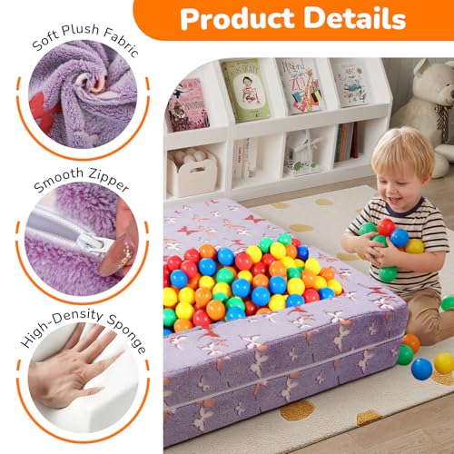 MeMoreCool Glow in Dark Butterfly Kids Couch, Fold Out Sofa, Lavender | Glow in dark butterfly kids couch - color: Lavender Butterfly