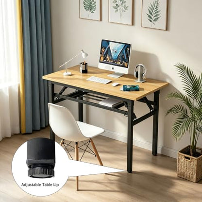 Folding Computer Desk, 31IN Double-Layer Foldable Portable Table | Foldable Portable Table, Compact Design, For Small Spaces, Bedroom/Apartment/Dorm