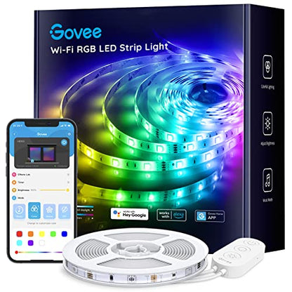 Govee RGB WiFi Led Strip Lights, 16.4ft Smart Led Lights with Music Sync Works with Alexa & Google Assistant, Smart Light Strip for Bedroom, Party, Eaves (ETL Certified Adapter Included)