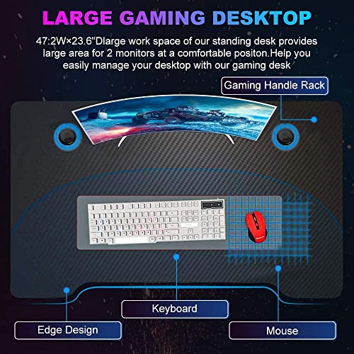 Dkelincs 47 Inch Gaming Desk T-Shaped Computer Desk PC Computer Table Home Office Desk Ergonomic Gamer Workstation with Headphone Hook and Cup Holder, Red - color: Red, size: 47.2 Inch