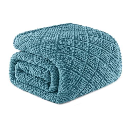 Whale Flotilla Soft Fleece Queen Size Blanket for Bed, Slate Blue | Jacquard Waffle Blankets for Home Decor, Lightweight and Cozy, All Season Suitable, 90x90 Inch - color: Slate Blue, size: Queen(90x90 Inch)