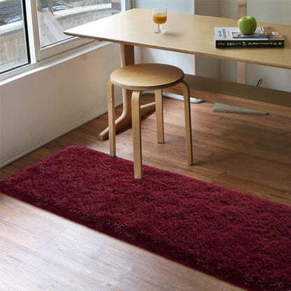 Fluffy Burgundy Red 2x4 Hallway Runner Rug - color: A- Wine Red, size: 2' X 4' (Runner)