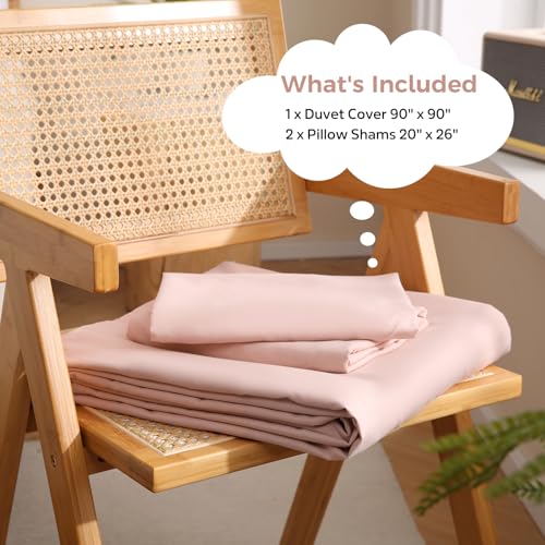 JSD Dusty Pink Duvet Cover Set Queen Size | 3 Piece Soft Microfiber Duvet Cover with Pillow Shams Zipper Closure, Comforter Not Included, Oeko-Tex Certified - color: Dusty Pink, size: Queen