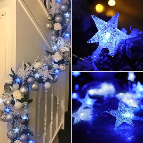 Minetom Star String Lights - color: Blue - 33ft