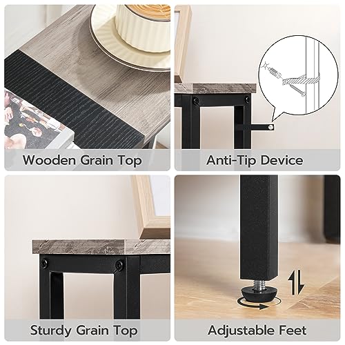HOOBRO Narrow Console Table with Power Outlets, 44.9 Inches Sofa Table, Slim Behind Couch Table, Entryway Table with Display Shelf, for Living Room, Foyer, Hallway, Greige and Black BG114UXG01 - color: Greige + Black