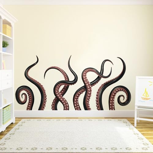 Octopus Wall Decals Octopus Tentacles Vinyl Wall Sticker Sea Animal Theme Wall Art Sticker for Bathroom Kids Room Bedroom Nursery Door Decor - style: Tentacle