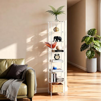 Acrylic Bookshelf, Small Bookcase, Standing Freestanding Corner Storage Shelves Display Shelf for Living Room, Bedroom (Clear, 8 Tier) - size: 8 Tier