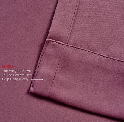 Room Darkening Grommet Blackout Window Curtains Panels for Bedroom Set of 2 52x84 Inch Aubergine, Bonus 2 Tie Backs Included - color: Aubergine, size: 52"W x 84"L (Pack of 2)