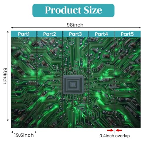 Peel and Stick Wallpaper Computer Motherboard CPU System chip core Self Stick Wall Mural Removable Wallpaper Wall Decor for Living Room Boys Girls Bedroom Nursery