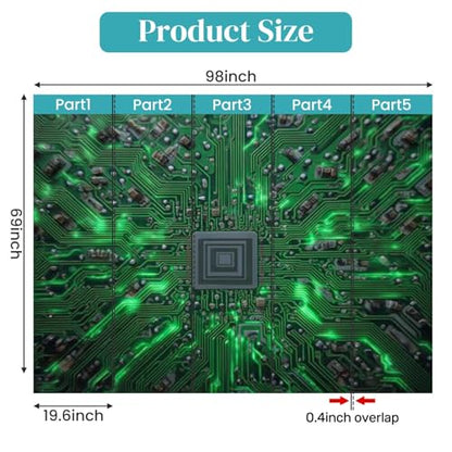 Peel and Stick Wallpaper Computer Motherboard CPU System chip core Self Stick Wall Mural Removable Wallpaper Wall Decor for Living Room Boys Girls Bedroom Nursery