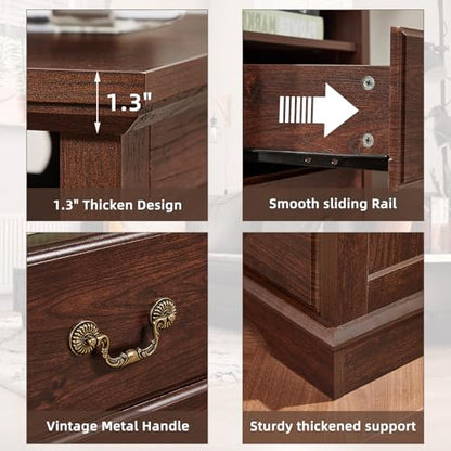 Farmhouse Night Stand with Charging Station, Walnut | 2 Drawers End Tables Bedroom, Bedside Table with Rustic Handles & Floor-Standing Thickened Foot & Open Shelf - color: Walnut, size: 18"D x 18"W x 24"H (2 Drawers)