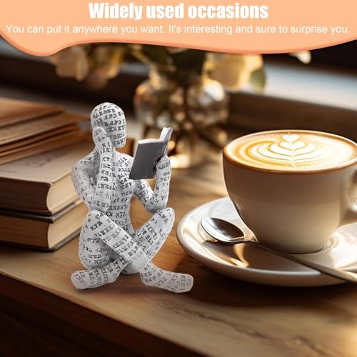 Reading Figurine Bookshelf Decor, Creative Abstract Thinker Statue, Home Office Modern Shelf Desk Book Decoration