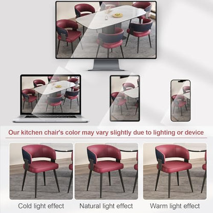 Dining Chairs Set of 4, Modern Faux Leather Kitchen Chairs | Faux Leather Upholstery, Curved Back, Metal Legs, Easy Clean, Dining Room, Kitchen, Breakfast Nook, Restaurant, Cafe, Magenta - color: Magenta, size: Set of 4