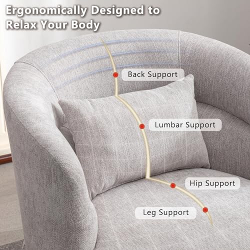 Swivel Accent Chair Set of 2, 360 Degree Round Swivel Barrel Chair with Pillow, Upholstered Comfy Barrel Armchair Single Club Sofa Chair for Living Room, Bedroom, Reading Room, (Grey*2) - color: Grey-set of 2