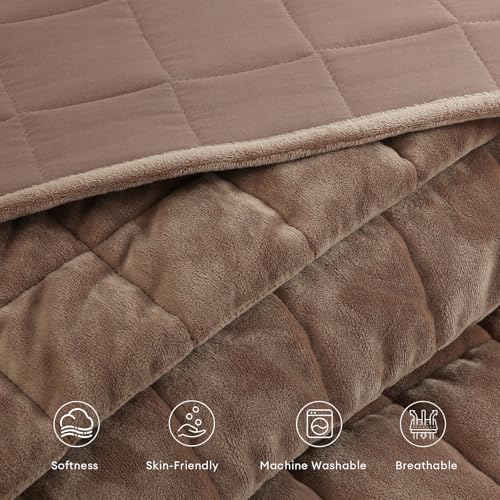 Velvet Quilt Queen Size, Luxury Soft Bedding Set, Lightweight Cozy Warm Quilted 3-Piece Velvet Coverlet Bedspread Set with 2 Pillow Shams for All Season, Brown - color: Brown, size: Full/Queen(90"x98")