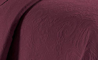 Linen Plus Embossed Coverlet Bedspread Set Oversized Solid Burgundy Full/Queen Bed Cover Bedding New # Dana - color: Burgundy, size: Full/Queen