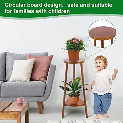 Eocogup Plant Stand Indoor Tall,2 Tier Convertible Wooden Flower Stand,Planter Stand,Multi-purpose Plant Shelf Indoor for Living Room Balcony Garden Patio Office,Walnut | Multi-purpose planter stand for living room, balcony, patio & office, solid flower s