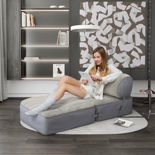 FlexiLounge 30" Convertible Sofa Bed,Boneless Loveseat Folding Sofa Bed,Multi Mode Futon Sofa Bed,Washable Linen Floor Couch Portable Sleeper Chair for Small Space Bedroom Dorm Apartment