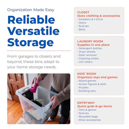 Hefty 32 Qt Hi-Rise Storage Bin with Lid, Stackable Plastic Storage Container, Organizer for Home, Garage & Closet, 6 Pack, Gray - size: 32 QT - 6 Pack