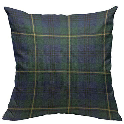 Throw Pillow Covers Yellow Locker by Johnston Clan Tartan Blue Green Plaid Scottish Cotton Linen Decorative Square Pillowcases Cushion Cover 18 X 18 Inch - color: Multi 22
