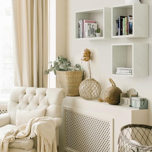 Cube Floating Shelves Set2, Display Shelves Wall Mount 7.75" D x 12.5" W x 12.5" H, (Sea Salt, Square 2 Cubes) - color: Sea Salt, size: Square-Set2