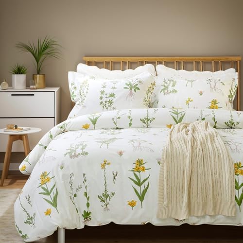 FADFAY Duvet Cover Set 3 Pieces 100% Cotton Twin XL 600 TC Floral Bedding Set Flower Printed White Fresh Pattern with Zipper Closure 1 Duvet Cover 2 Pillowcases for Kids Adult - color: Elegant Floral-simple Style, size: Twin XL