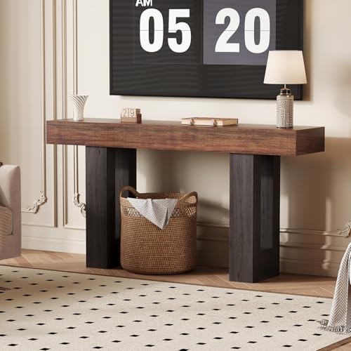 IDEALHOUSE 63" Entryway Table with Power Outlet, Console Table for Entryway | Rustic Brown, Wooden Sofa Table, Narrow Hallway Foyer Table for Entryway, Hallway, Living Room - color: Rustic Brown & Grey