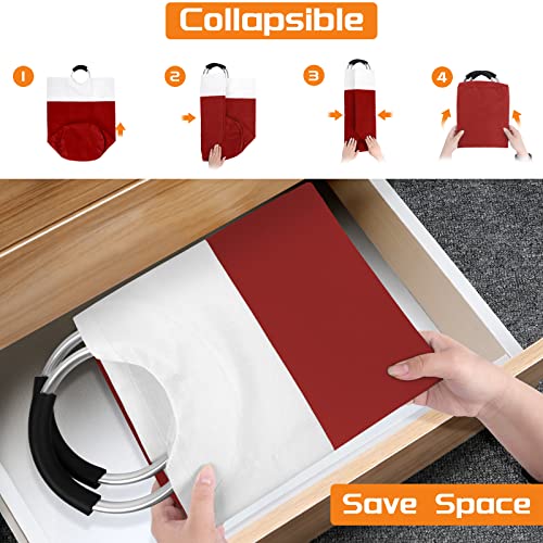 BlissTotes Laundry Basket, Laundry Hamper, Collapsible Laundry Baskets, Dirty Clothes Hamper, Waterproof Laundry Basket with Foam Protected Aluminum Handles for College Dorm, Family 75L (Red) | Collapsible Dirty Clothes Hamper, Foldable Laundry Bag for Do