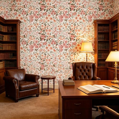 Pink Flowers Peel and Stick self Adhesive Wallpaper Floral - 96''x32'' - color: X13, size: 96"x32"