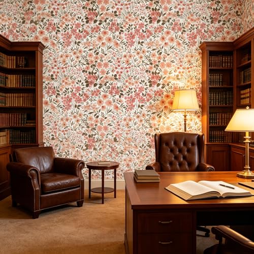 Pink Flowers Peel and Stick self Adhesive Wallpaper Floral - 128''x32'' - color: X13, size: 128"x32"