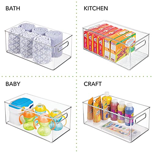 mDesign Deep Plastic Storage Organizer Container Bin, Bath and Shower Organization for Cabinet, Cupboard, Shelves, Counter, or Closet - Holds Shampoo, Vitamins, Ligne Collection, 2 Pack, Clear
