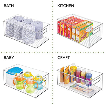 mDesign Deep Plastic Storage Organizer Container Bin, Bath and Shower Organization for Cabinet, Cupboard, Shelves, Counter, or Closet - Holds Shampoo, Vitamins, Ligne Collection, 2 Pack, Clear