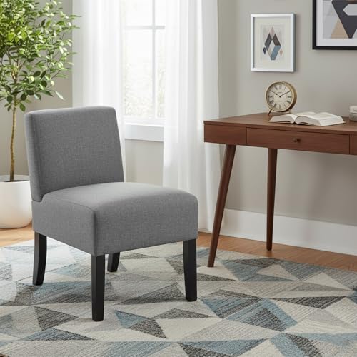 Dopinmin Armless Slipper Chair Accent Chairs, Fabric Mid Century Modern Parsons Chairs, Upholstered Dining Chairs for for Reading Bedroom Dining Room, Grey - color: Grey