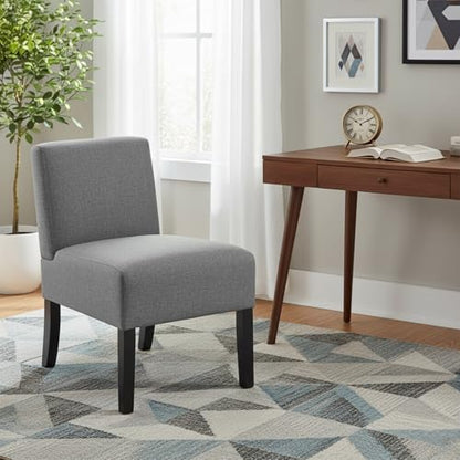 Dopinmin Armless Slipper Chair Accent Chairs, Fabric Mid Century Modern Parsons Chairs, Upholstered Dining Chairs for for Reading Bedroom Dining Room, Grey - color: Grey