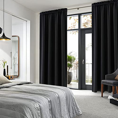 DWCN Blackout Curtains for Bedroom Living Room 52 x 84 Inch Long Black | 2 Panels Set, Room Darkening, Thermal Insulated, Light Blocking, Rod Pocket Drapes, Noise Reducing Window Treatments - color: Black, size: 52"W x 84"L (Pack of 2)
