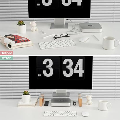 YEOUX Multi-Purpose Desktop Stand, Clear Floating Computer Monitor Riser with Natural Wood Base, Desk Organization Shelf for Printer, Laptop, Audio Device, Flat Screen - color: Beech&Clear