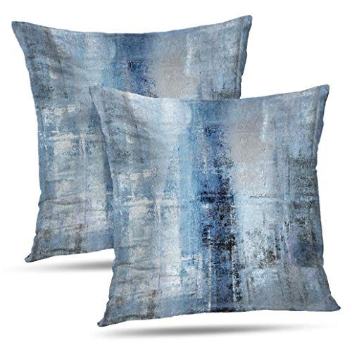 Throw Pillow Covers for Couch, 16x16 Inch, Set of 2, Grey Blue | Decorative Throw Pillow Covers Cushion Covers for Couch Bedroom Sofa Living Room - color: Blue and Grey, size: 16" x 16" (Pack of 2)