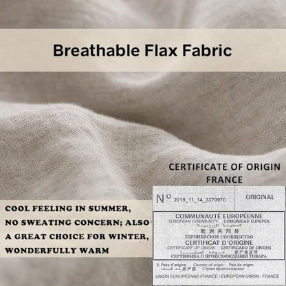 Simple&Opulence 100% Linen Duvet Cover Set with Embroidery Border Washed - 3 Pieces (1 Duvet Cover with 2 Pillow Shams) with Button Closure Soft Breathable Farmhouse - Linen, Full Size - color: Linen, size: Full