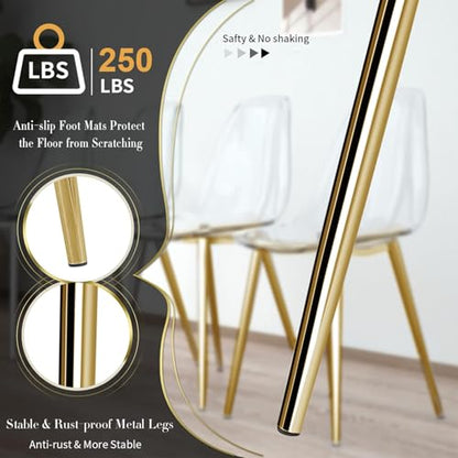 Baysitone Clear Dining Chairs Set of 10, Modern Kitchen Chairs with Transparent Seat, Acrylic Accent Side Chairs with Plating Metal Legs for Dining Room, Kitchen, Living Room with Gold - color: Golden, size: Set of 10