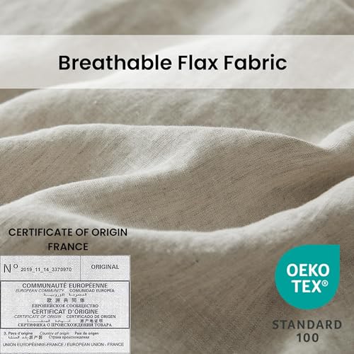 Simple&Opulence 100% Linen Duvet Cover Set with Crossed Embroidery Washed - 3 Pieces (1 Duvet Cover with 2 Pillow Shams) Soft Breathable Farmhouse - Linen, Queen Size - color: Crossed-linen, size: Queen