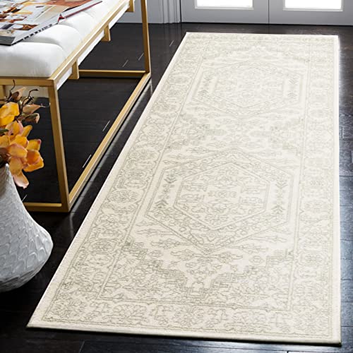 SAFAVIEH Adirondack Collection Runner Rug - 2'6" x 6', Sage & Ivory, Oriental Medallion Design, Non-Shedding & Easy to Clean, Ideal for Ideal for Hallway, Foyer, Kitchen, Entryway, Bedroom (ADR108W) - color: Sage/Ivory, size: 2'6" x 6' (Runner)
