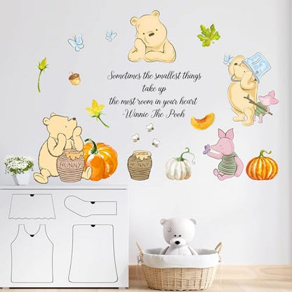 Winnie Wall Stickers for Kids, The Pooh Stickers for Children Room, Winnie Inspirational Wall Decor, The Pooh Removable Stickers for Thanksgiving Nursery Bedroom Living Room Playroom Wall Decoration - style: Winnie 02
